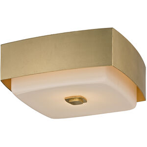 Allure 2 Light 13 inch Gold Leaf Flush Mount Ceiling Light, Opal White Glass