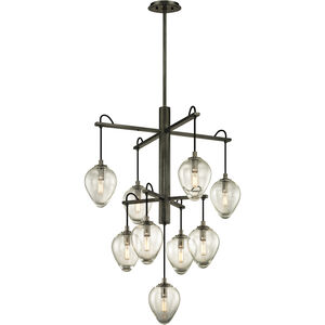 Brixton 9 Light 30.25 inch Gun Metal With Smoked Chrome Chandelier Ceiling Light