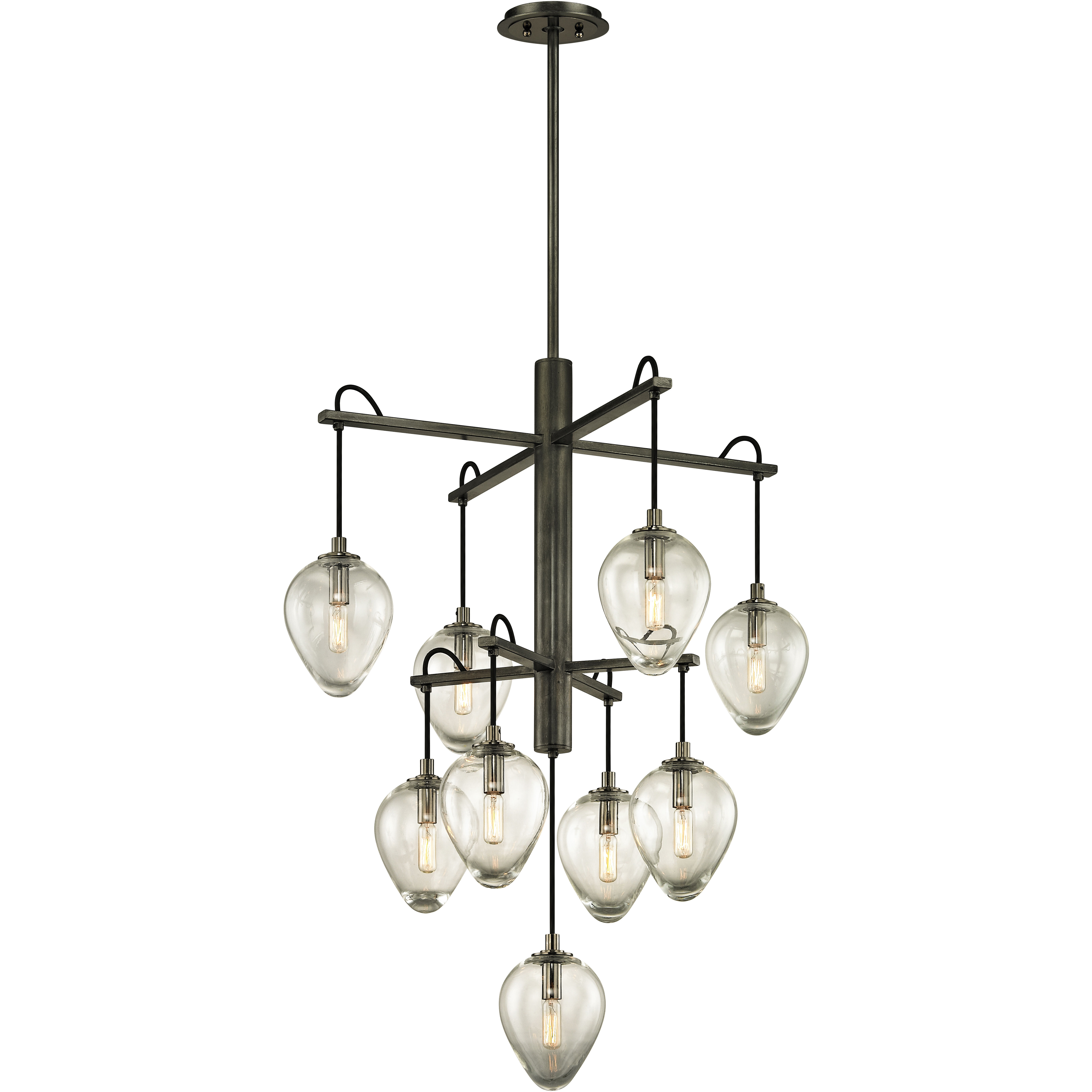 Brixton 9 Light 30.25 inch Gun Metal With Smoked Chrome Chandelier Ceiling Light