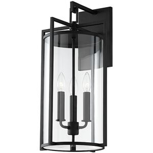 Percy 3 Light 22 inch Textured Black Outdoor Wall Sconce