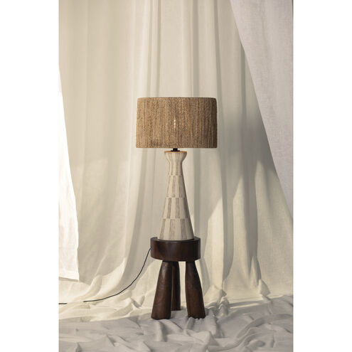 Palma 30 inch 15.00 watt Patina Brass/Ceramic Graphic White Table Lamp Portable Light