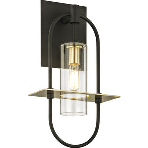 Smyth 1 Light 14 inch Dark Bronze And Brushed Brass Outdoor Wall Sconce