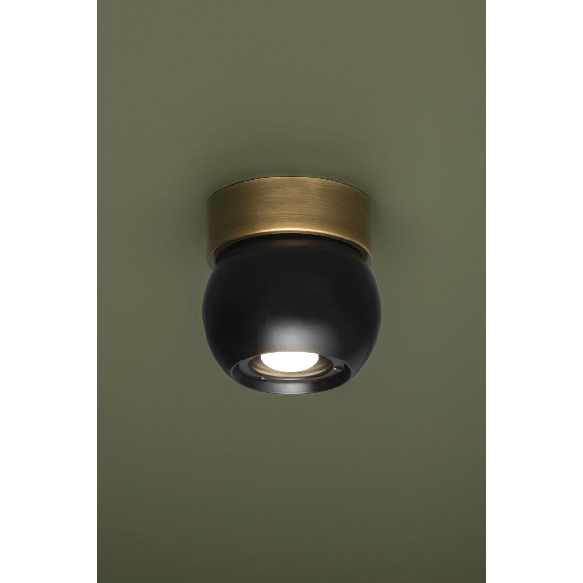 Odin 1 Light 5.5 inch Patina Brass and Soft Black Flush Mount Ceiling Light in Patina Brass/Soft Black