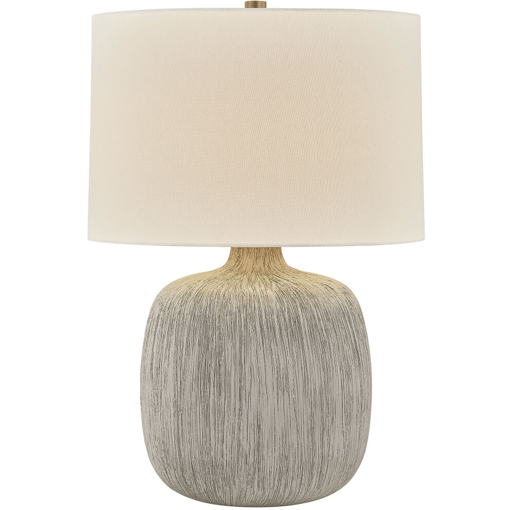 Keagan 24 inch 15 watt Patina Brass and Ceramic Stria Wheat Table Lamp Portable Light