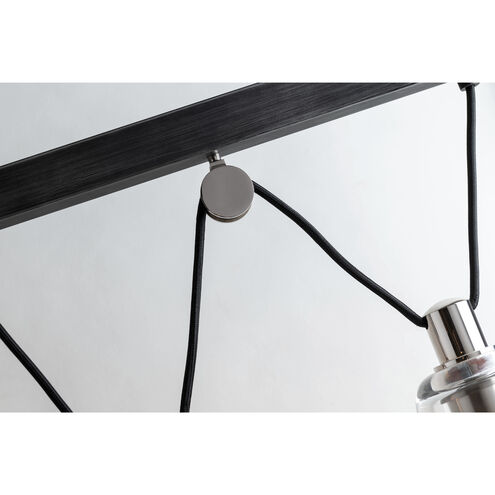 Citizen 5 Light 45 inch Graphite And Polished Nickel Linear Ceiling Light, Clear Pressed Glass
