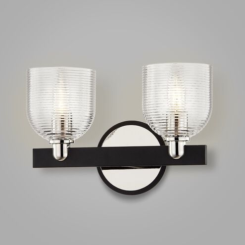 Munich 2 Light 12 inch Carbide Black and Polished Nickel Bath And Vanity Wall Light
