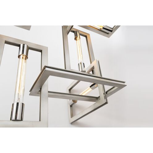 Enigma 9 Light 30.5 inch Silver Leaf with Polished Stainless Accents Chandelier Ceiling Light