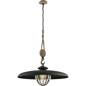 Murphy 1 Light 32 inch Vintage Iron With Rustic Wood Pendant Ceiling Light