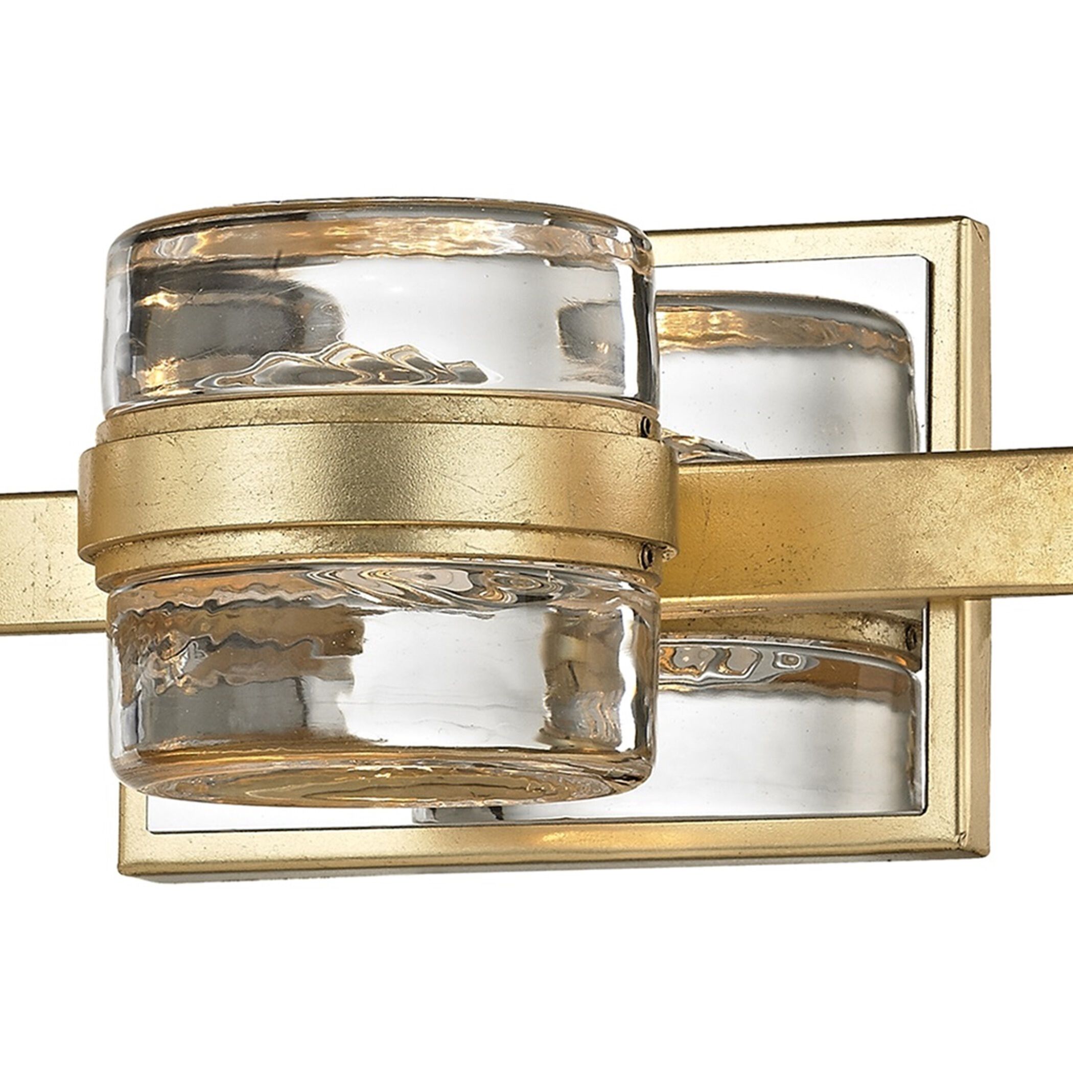 Splash LED 18.25 inch Gold Leaf Bath And Vanity Wall Light, Clear Pressed Glass