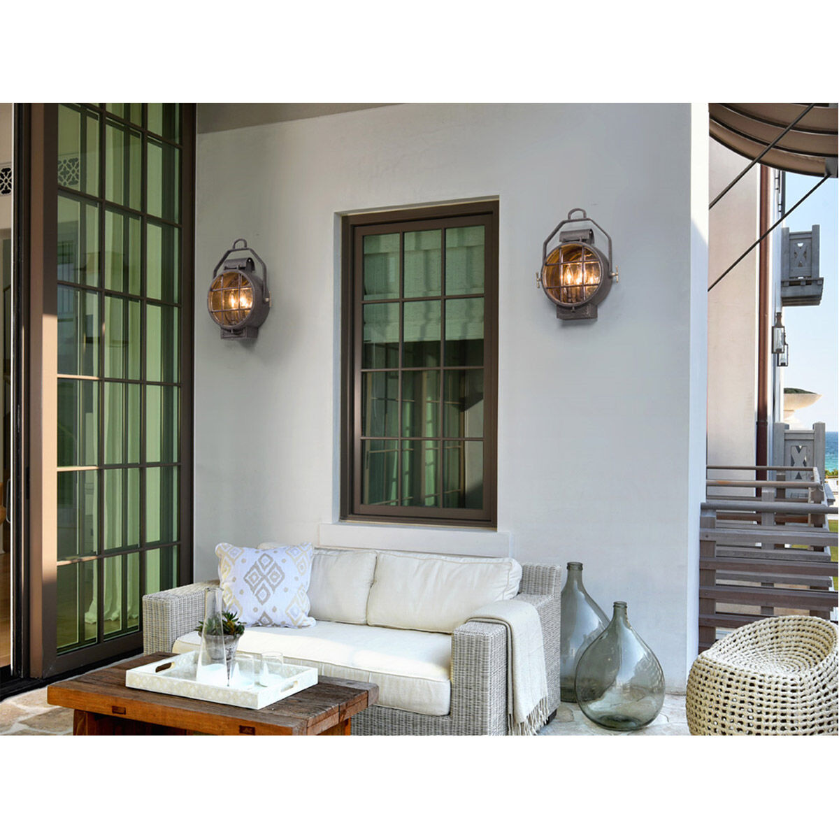 Point Lookout 2 Light 16.25 inch Aged Pewter Outdoor Wall Sconce