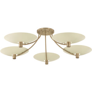 Wolfe 5 Light 60 inch Patina Brass/Soft Sand Semi Flush Ceiling Light