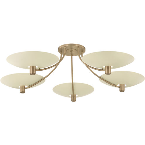 Wolfe 5 Light 60 inch Patina Brass/Soft Sand Semi Flush Ceiling Light