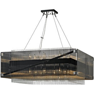 Apollo 16 Light 35 inch Dark Bronze Polished Chrome Chandelier Ceiling Light, Smoked and Clear Glass