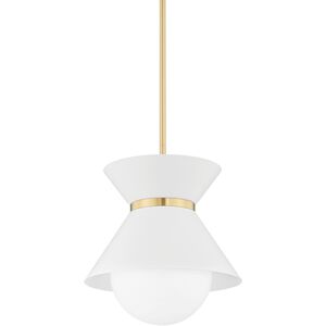 Scout 1 Light 15 inch Soft White/Patina Brass Pendant Ceiling Light, Small
