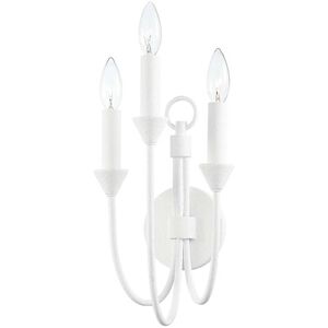 Cate 3 Light 8 inch Gesso White Wall Sconce Wall Light