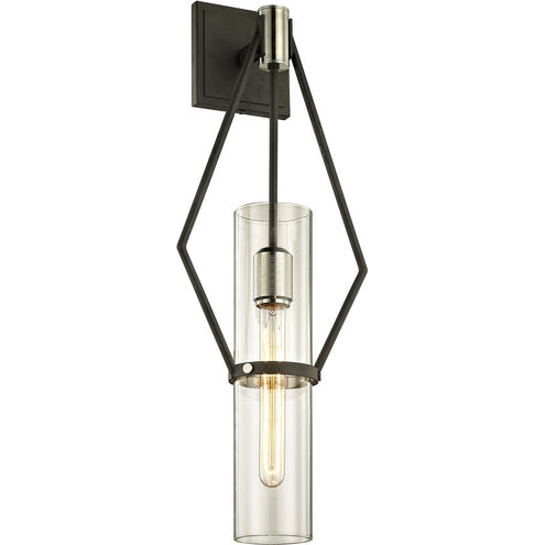 Raef 1 Light 9.5 inch Textured Black & Polish Nickel Wall Sconce Wall Light