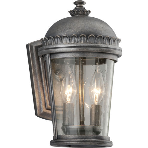 Ambassador 2 Light 12 inch Aged Pewter Outdoor Wall Sconce