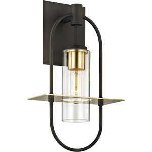 Smyth 1 Light 18 inch Dark Bronze And Brushed Brass Outdoor Wall Sconce