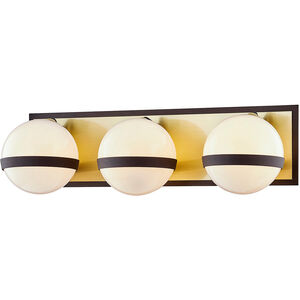 Ace 3 Light 19.75 inch Textured Bronze/Brushed Brass Bath Vanity Wall Light