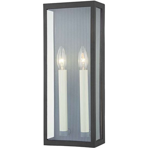 Vail Outdoor Wall Sconce in Textured Black/Weathered Zinc