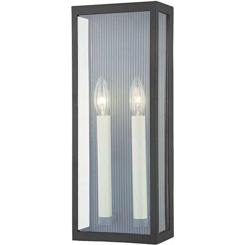 Vail 2 Light 17 inch Texture Black/Weathered Zinc Outdoor Wall Sconce in Textured Black/Weathered Zinc