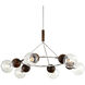 Arlo 6 Light 46 inch Polished Ss And Natural Acacia Chandelier Ceiling Light