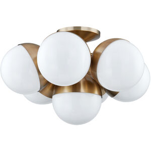 Cupertino 7 Light 23.5 inch Patina Brass Semi Flush Ceiling Light