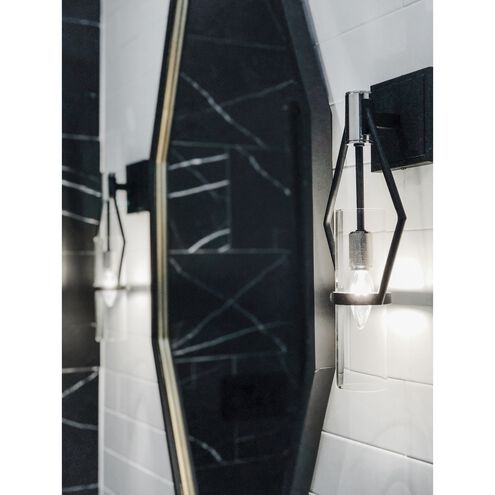 Raef 1 Light 7 inch Textured Black & Polish Nickel Wall Sconce Wall Light