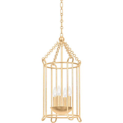 Lassen 4 Light 13.5 inch Vintage Gold Leaf Foyer Lantern Ceiling Light