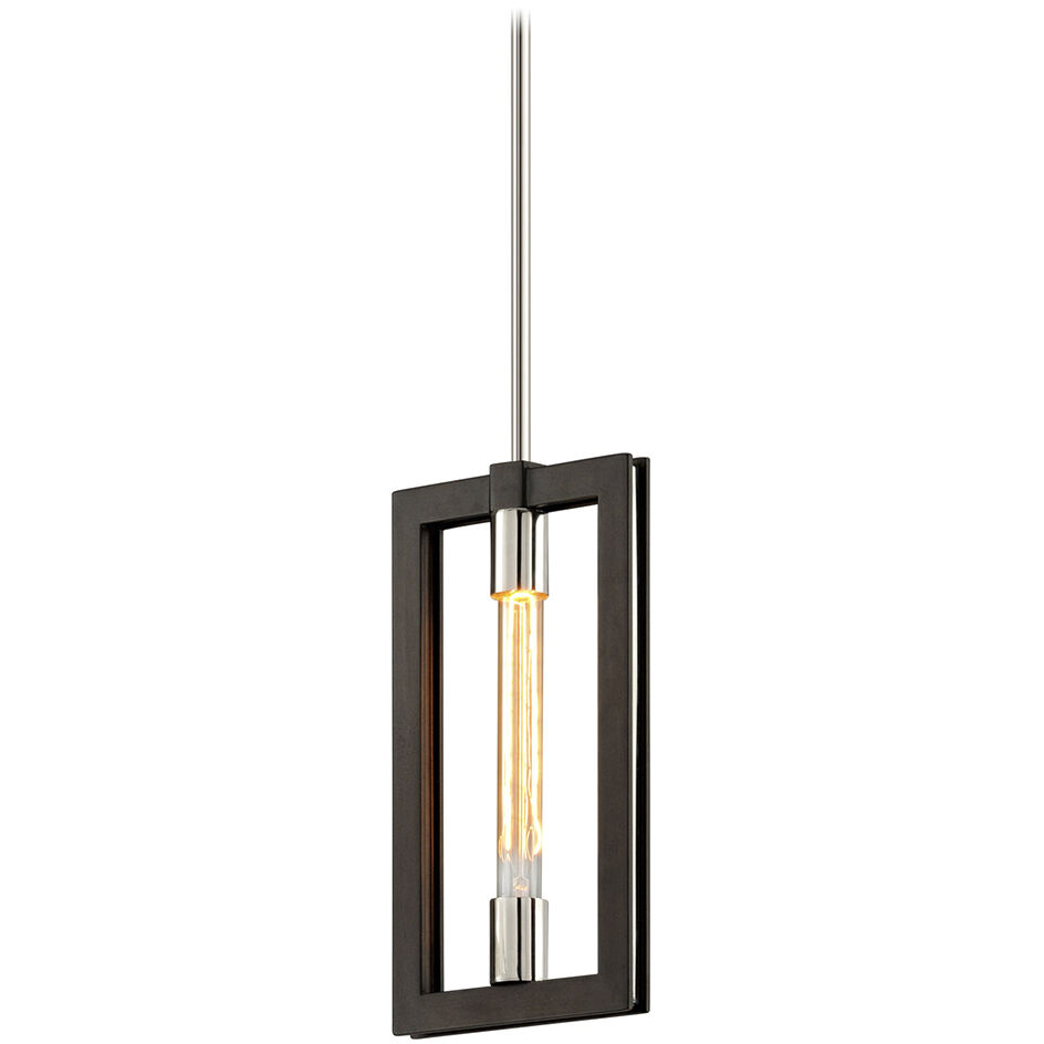 Enigma 1 Light 7.75 inch Bronze With Polished Stainless Pendant Ceiling Light