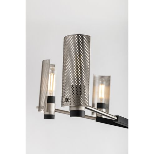Pilsen 6 Light 30 inch Carbide Black W Satin Nickel Accents Chandelier Ceiling Light