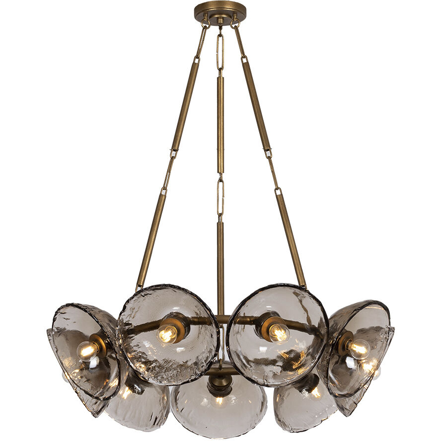 Diego 9 Light 36.5 inch Patina Gold Leaf Chandelier Ceiling Light