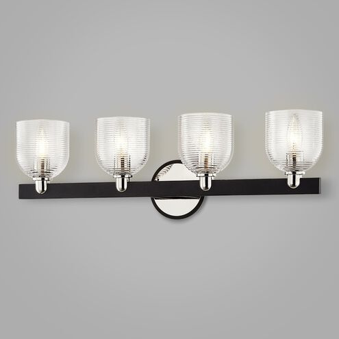 Munich 4 Light 27 inch Carbide Black and Polished Nickel Bath And Vanity Wall Light