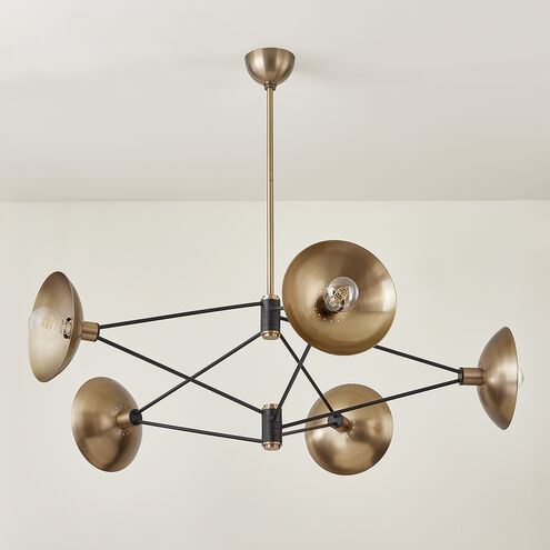 Axel 5 Light 50 inch Patina Brass/Soft Black Chandelier Ceiling Light