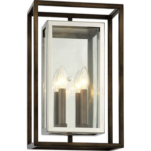 Morgan 2 Light 17 inch Bronze With Polished Stainless Outdoor Wall Sconce