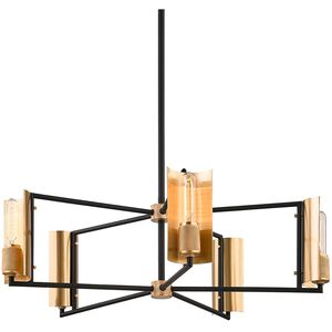 Emerson 5 Light 32 inch Soft Off Black and Brushed Brass Chandelier Ceiling Light