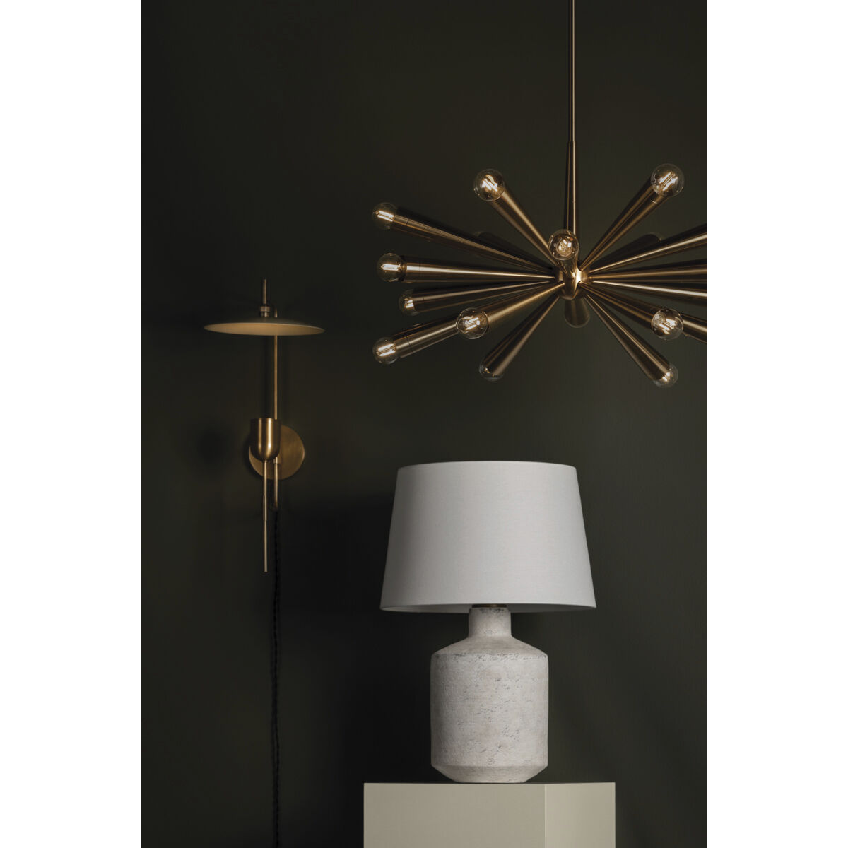 Manti 1 Light 9.75 inch Patina Brass Plug-in Sconce Wall Light