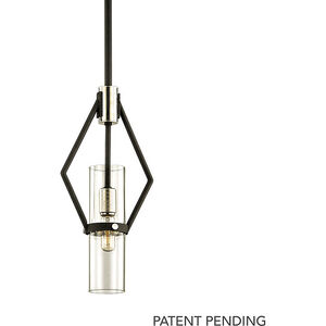 Raef 1 Light 7 inch Textured Black/Polished Nickel Pendant Ceiling Light