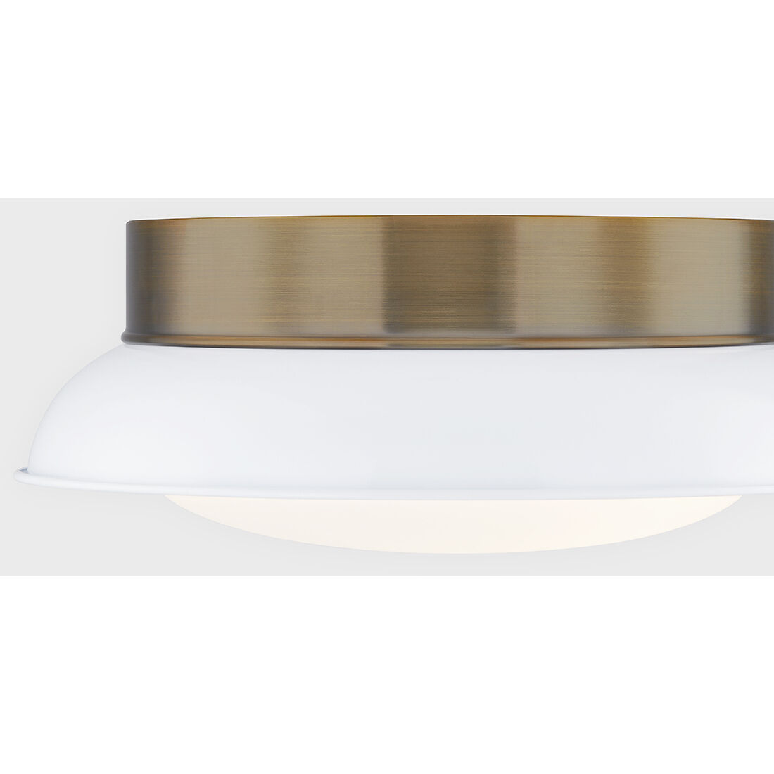 Arnie 1 Light 14.25 inch Patina Brass and Gloss White Flush Mount Ceiling Light