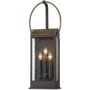 Holmes 3 Light 32 inch Bronze And Brass Outdoor Wall Sconce