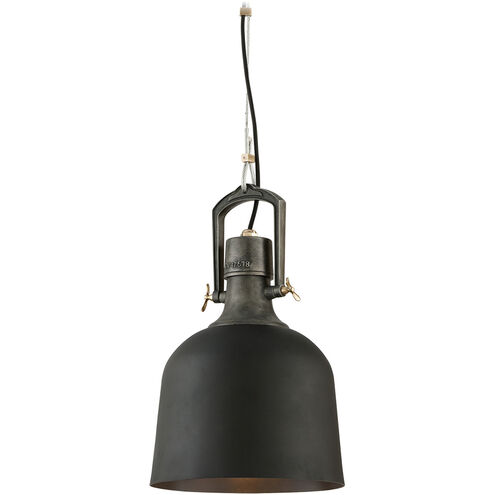 Hangar 31 1 Light 12 inch Old Silver with Aged Brass Accent Pendant Ceiling Light 