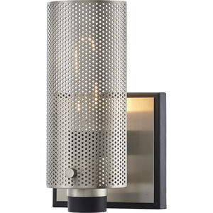 Pilsen 1 Light 5 inch Carbide Black W Satin Nickel Accents Wall Sconce Wall Light