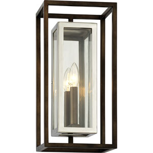 Morgan 1 Light 15 inch Bronze With Polished Stainless Outdoor Wall Sconce