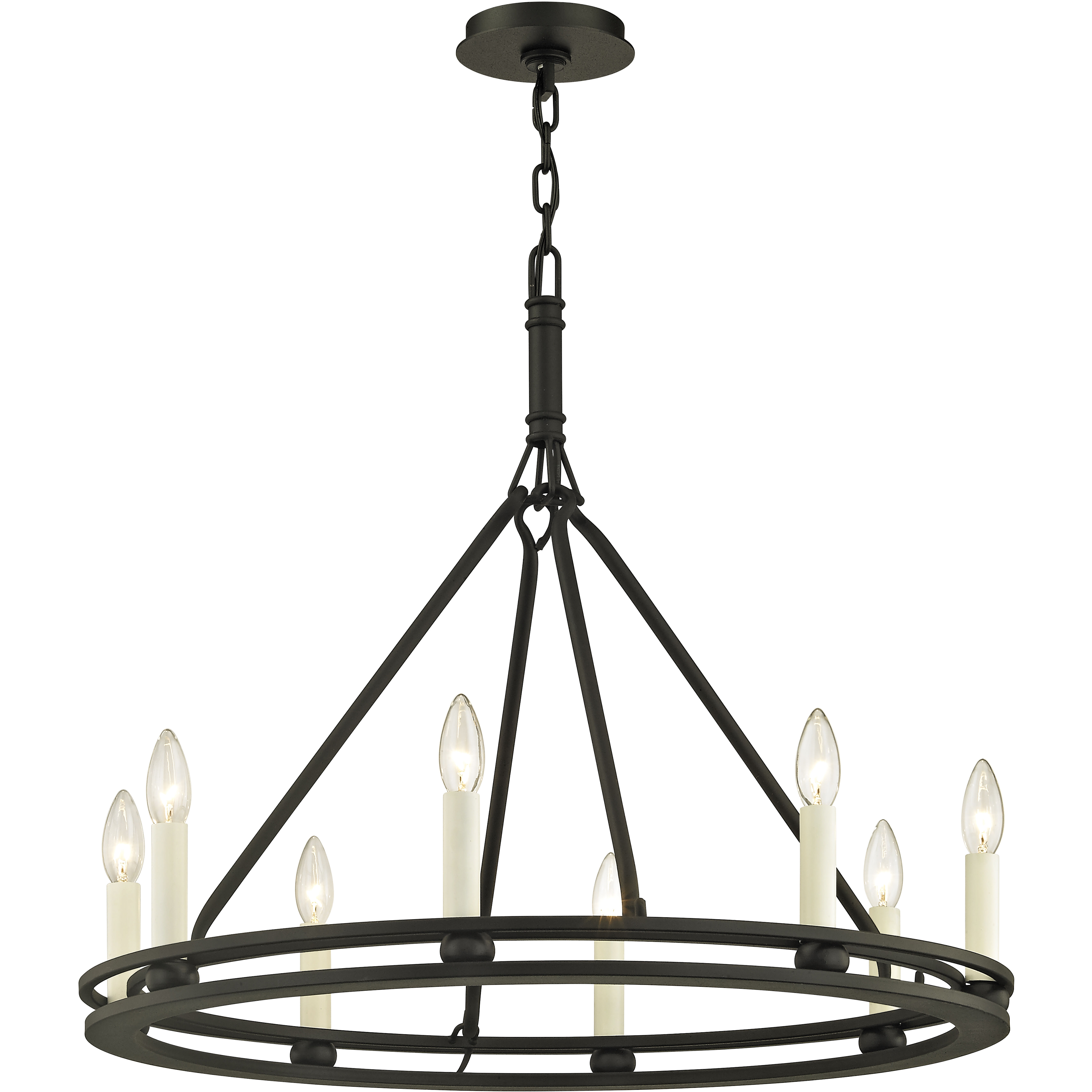 Sutton 8 Light 28 inch Textured Black Chandelier Ceiling Light