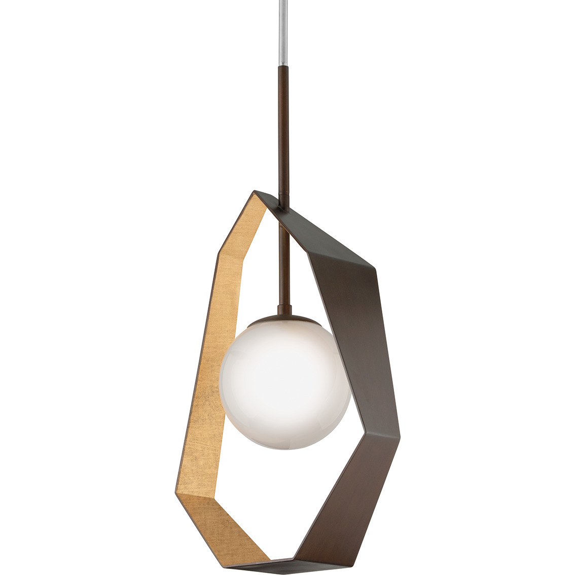 Origami 1 Light 16.5 inch Bronze with Gold Leaf Pendant Ceiling Light