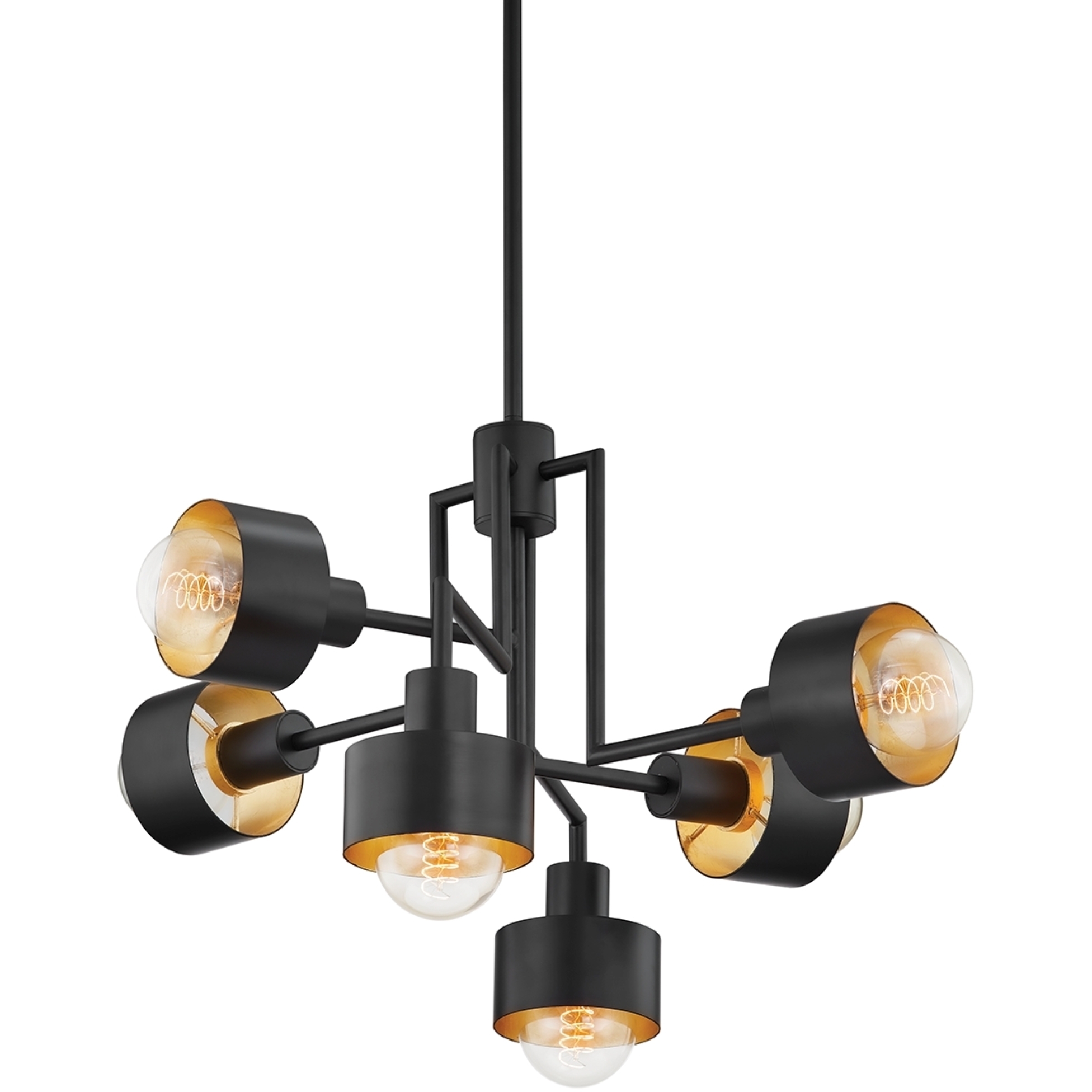Troy Lighting F8726 SBK GL North 6 Light 25.5 inch Soft Black Gold Leaf Chandelier Ceiling Light