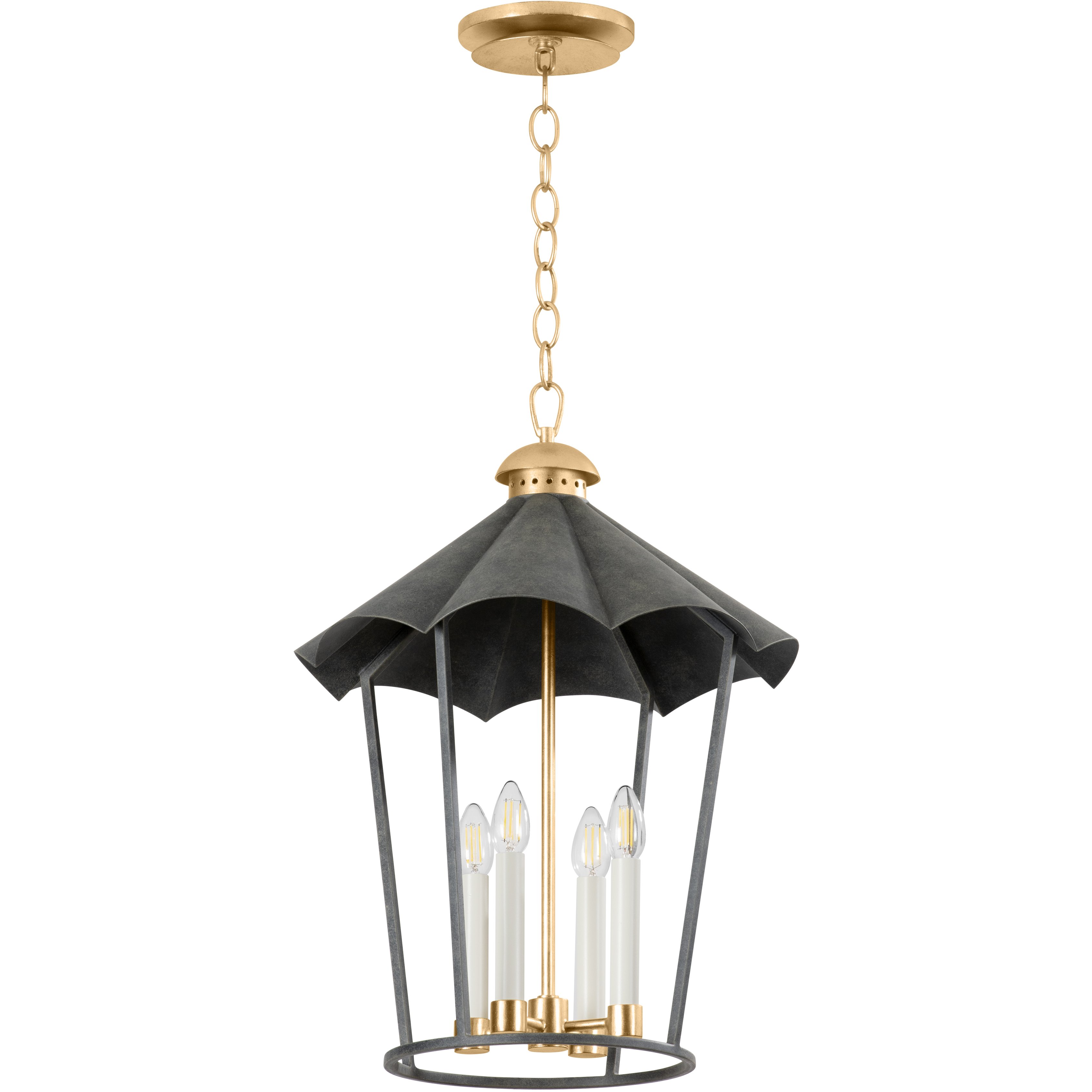 Troy Lighting F3718 VGL FRN Wildomar 4 Light 17.5 inch Vintage Gold Leaf and French Iron Indoor Lantern Ceiling Light