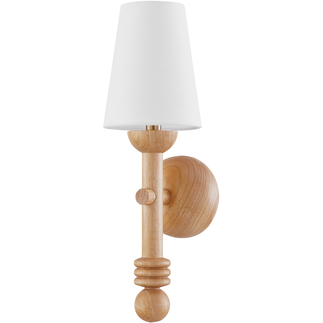 Iver 1 Light 6 inch Patina Brass Wall Sconce Wall Light, Carved from Turned Wood