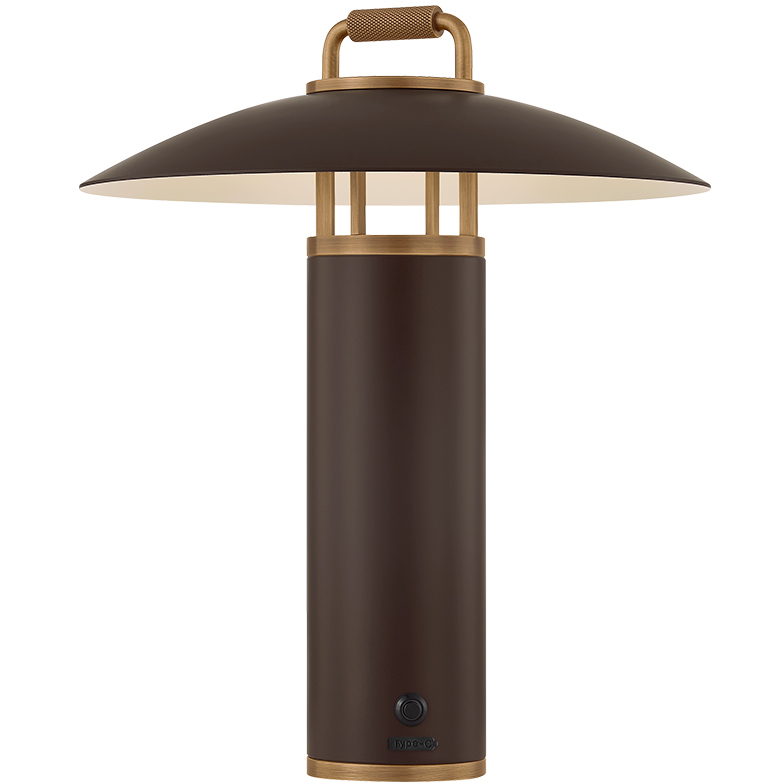 Birk 13.75 inch 2 watt Patina Brass/Bronze Outdoor Rechargeable Table Lamp