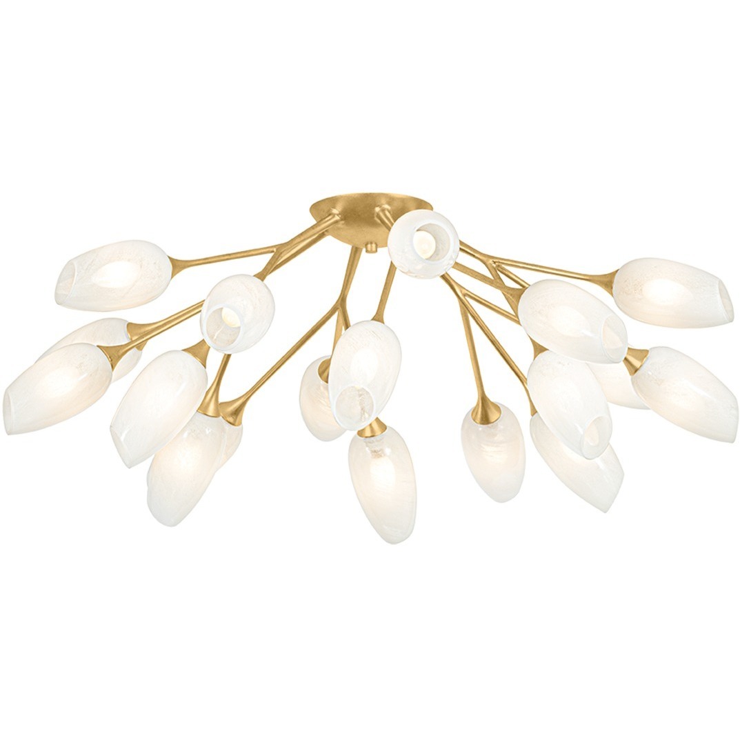Aldean 18 Light 40 inch Vintage Gold Leaf Semi Flush Ceiling Light